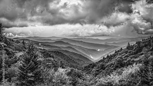 Breathtaking View of the Blue Ridge Mountains: Exploring Scenic Appalachian Beauty of the Smoky Mountains, USA