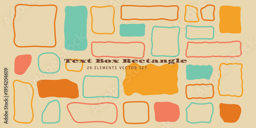 Hand drawn irregular rectangle text box isolated vector shapes set. Speech bubble quirky frame