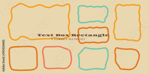 Hand drawn irregular rectangle text box isolated vector shapes set. Speech bubble quirky frame
