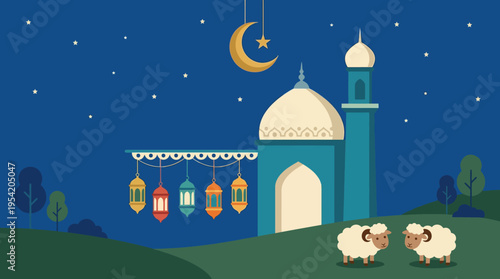 Sheep standing on green grass ground.