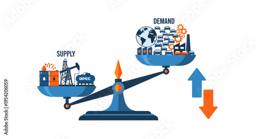 Comparison Graph of Oil Market Growth and Industrial Decline Illustration