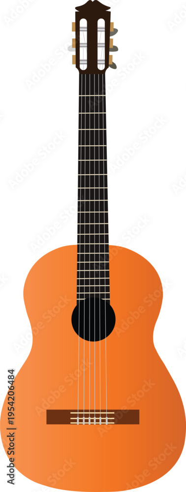 Obraz premium vector illustration of an acoustic guitar isolated on white background front view.