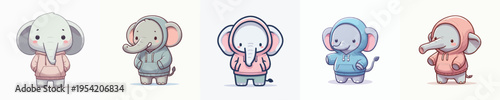 cute elephant vector wearing hoodie