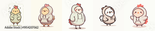 cute chicken vector wearing hoodie