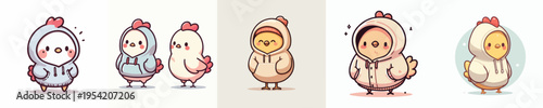 cute chicken vector wearing hoodie