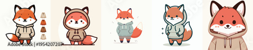cute fox vector wearing a hoodie