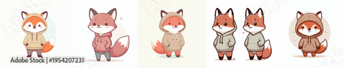 cute fox vector wearing a hoodie