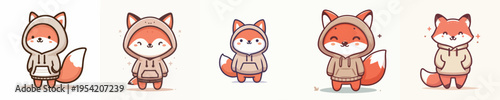 cute fox vector wearing a hoodie