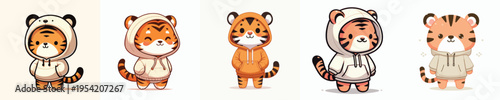 cute tiger vector wearing a hoodie