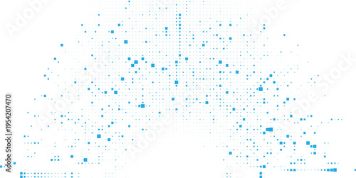 Blue square particle grid background on white, abstract digital pattern for tech websites, dashboards, presentations, branding and futuristic UI UX design