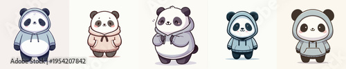 cute panda vector wearing a hoodie