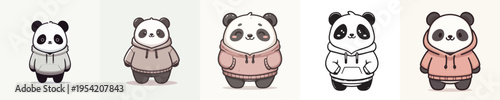 cute panda vector wearing a hoodie