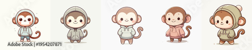 cute monkey vector wearing hoodie