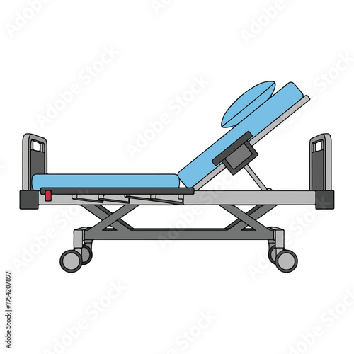 adjustable hospital bed flat design vector illustration