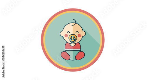 Minimalist Baby Logo Illustration, Pacifier, Abstract Icon, Isolated, Flat Design, Vector Art Concept
