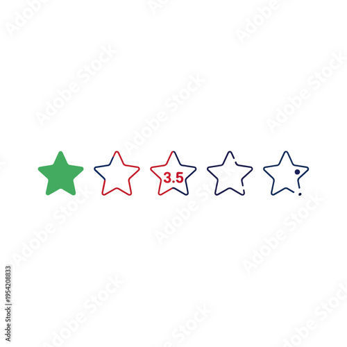 3 3.5 star rating five star icon