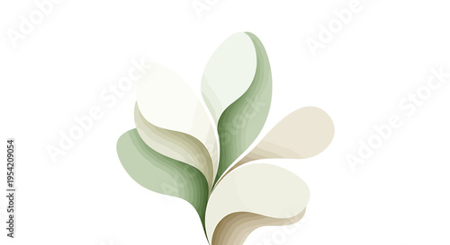 Abstract and minimalist organic leaf design in soft green and cream tones, symbolizing natural growth, freshness, and harmony, perfect for modern branding