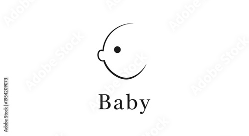 Minimalist line art illustration representing a baby with a simple, clean aesthetic, perfect for design projects