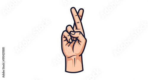Hand with fingers crossed, a gesture of hope or deception.