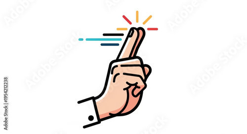 Illustration of a Hand with Fingers Snapping, Creating a Sparkle Effect.