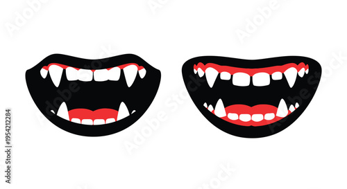 Two menacing mouth silhouettes displaying sharp fangs a striking image silhouette
