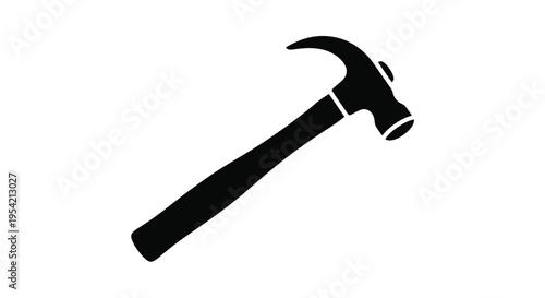 Black hammer tool illustration against a white background simple silhouette