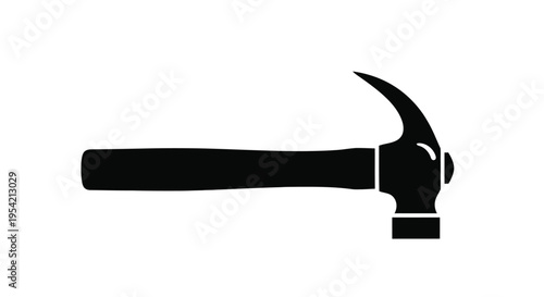 A black silhouette of a claw hammer a common tool for construction silhouette