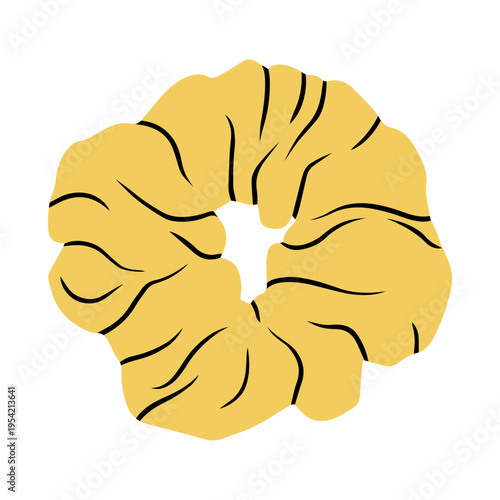 Vector illustration with scrunchy. A fabric-covered elastic hair tie. Ideal for blog posts, promotional material, social media content, and advertising campaigns focused on accessories and hairstyles