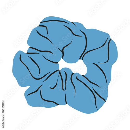 Cute vector illustration of scrunchy. A fabric-covered elastic hair tie. Ideal for blog posts, promotional material, social media content, and advertising campaigns of accessories and hairstyles