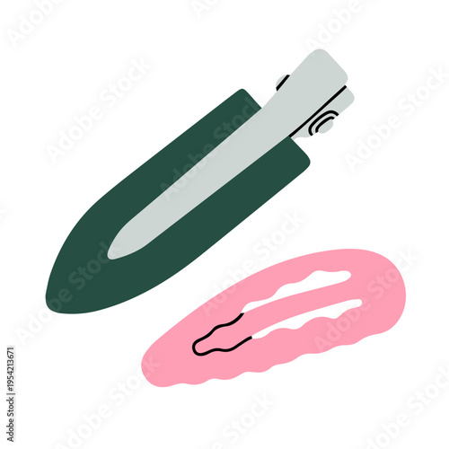 Vector illustration with various types of hair clips. Cute design. For blog posts, promotional material, social media content, and advertising campaigns focused on accessories and hairstyles