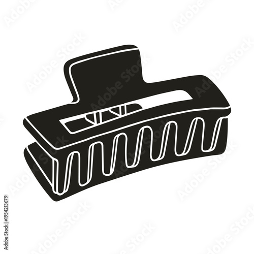 Vector illustration with stylish hair claw clip, classic silhouette. For fashion bloggers, beauty brands, hairstyle tutorials, product packaging, advertisements, and editorial layouts.