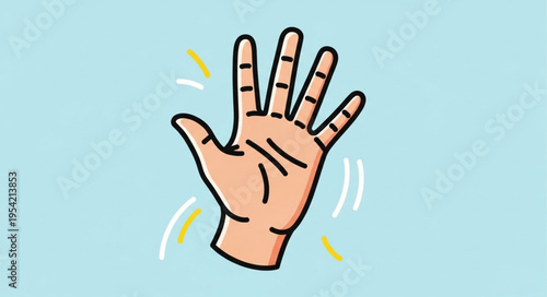 Cartoon Hand with Fingers Spread Wide Open Illustration.