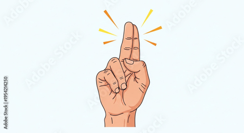 Illustration of a hand pointing upwards with glowing light rays.