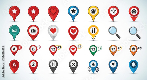 Diverse Collection of Location Pin Icons for Mapping and Navigation.