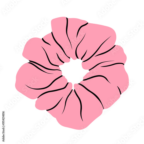 Vector illustration with a fabric-covered elastic hair tie, scrunchy. Ideal for blog posts, promotional material, social media content, and advertising campaigns focused on accessories and hairstyles