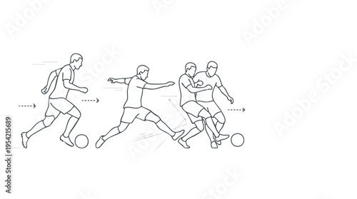 Dynamic illustration of soccer players in action showing competition, teamwork, and sports energy