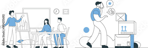 Collaborative teamwork and digital project management in a modern workspace