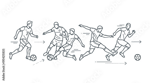 Dynamic Soccer Players in Action on the Field Showing Movement and Competition