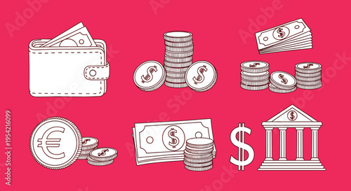 Money and Finance Icon Set.