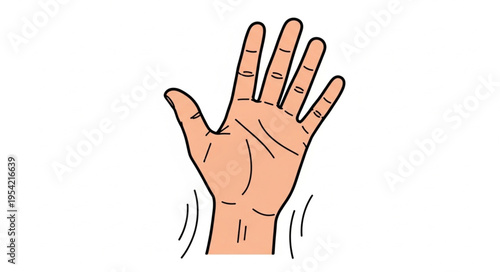 Illustration of a Hand Waving or Shaking with Visible Movement Lines.