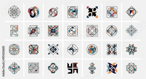 Collection of Abstract Geometric Designs and Patterns for Creative Projects.