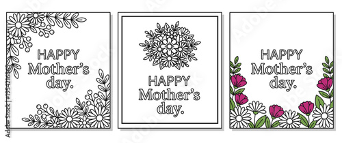 Happy mothers day floral frames and wreath vector illustration set