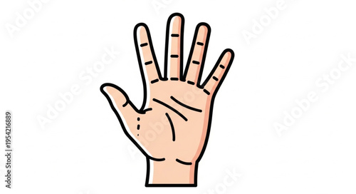 Illustration of an Open Hand with Fingers Extended Upward.