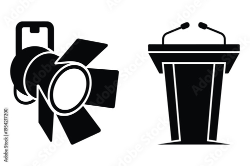 Spotlight and podium icons