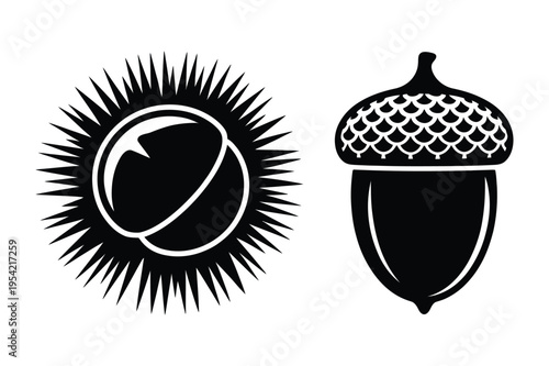 Chestnut and acorn icons