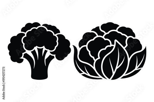 Broccoli and cauliflower icons