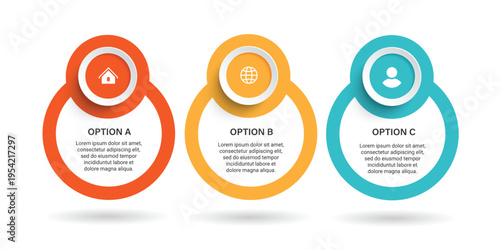 A colorful infographic template with three options for presenting information in a visually appealing way