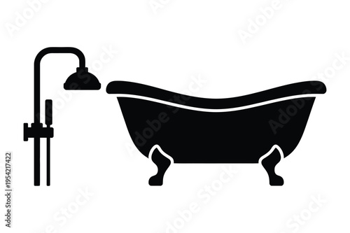 Bathtub and shower head icon vector