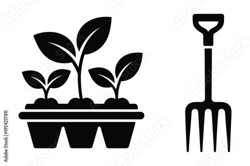 Seedling tray and garden fork with new life