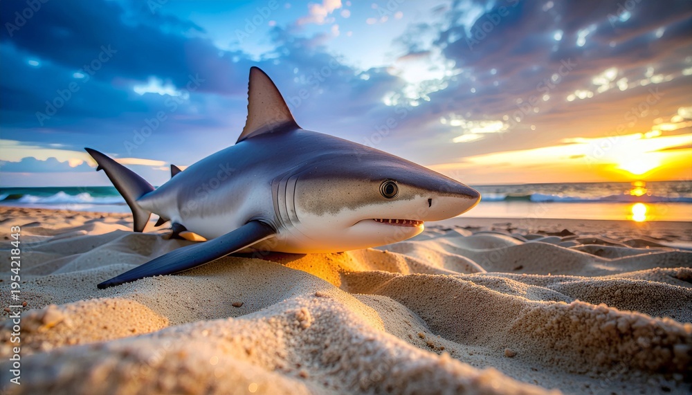 custom made wallpaper toronto digitalShark on the Beach at Sunset - A Stunning Coastal Scene.